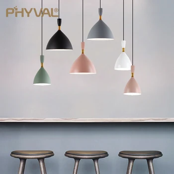 Окачен лампа за ресторант Phyval Nordic Модерен окачен лампа за хранене Осветление Креативна полилей Macaron Home Decor