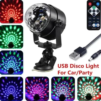 Автомобилен USB-титуляр на присоске, музикални и въртящи магически топка, настолна лампа за танци в дамиа DJ, осветление за дискотеки