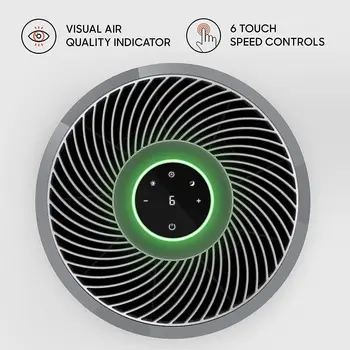 Пречиствател на въздуха за цялата стая 9 с истинската филтрация HEPA филтър с активен въглен, с визуален индикатор за качеството на въздуха, за дома, спални и Пречиствател на въздуха за цялата стая 9 с истинската филтрация HEPA филтър с активен въглен, с визуален индикатор за качеството на въздуха, за дома, спални и 2