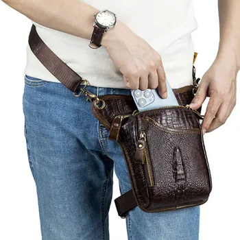 Мотоциклетът поясная чанта в ретро стил за жени, мъже поясная чанта от крокодилска кожа, набедренная кобур, портфейл, чанта на рамото, чанта за краката