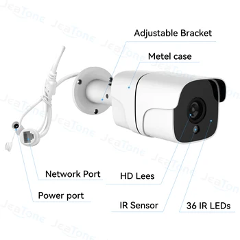 JeaTone Security CMOS POE IP Жичен Метална Камера Bullet 1080P 2MP HD Камера Водоустойчива Камера за Външно Наблюдение Нощно Виждане JeaTone Security CMOS POE IP Жичен Метална Камера Bullet 1080P 2MP HD Камера Водоустойчива Камера за Външно Наблюдение Нощно Виждане 5