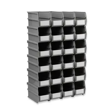 Невероятни сиви кутии за съхранение от полипропилен с 24 деления за заключване, подреждане и окачване - идеален размер 7-3 / 8 
