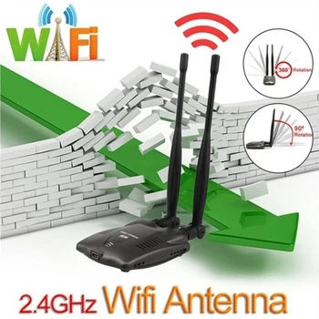 Стабилна и устойчива двойна антена с чипсет Ralink 3070, Wi-Fi приемник със защита от смущения, безжичен достъп до Интернет на големи разстояния, USB адаптер