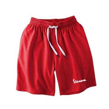 Спортни къси панталони от червено ликра голям размер, шорти Vespa, мъжки къси панталони, мрежести еластични летни гащички 5xl, дрехи големи размери