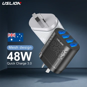48 W AU Plug, USB Зарядно устройство, за Австралия, Нова Зеландия 3A QC3.0 Зарядно Устройство за Мобилен телефон iPhone 14 Samsung 4 Порта Бързи Стенни Зарядни Устройства