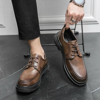2023 Нова джентльменская бизнес официалната обувки, мъжки обувки-дерби, модни модела обувки, офис обувки с перфорации тип 