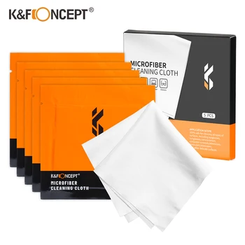 K & F Concept 5 опаковки индивидуално пакетирани салфетки от микрофибър във вакуумна опаковка за почистване на обективи фотоапарати, очила, телефони, LCD екрани
