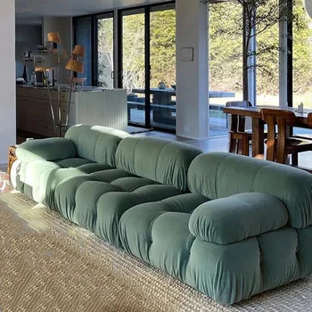 Зелен L-образен модул разтегателни дивана, нов китайски висококачествен индивидуален лесен луксозен дизайнерски диван Inflavel Мебели за дома