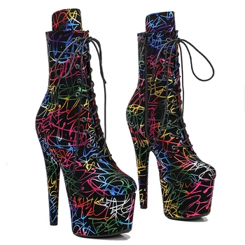 Дамски обувки на платформа 17 см/7 инча, вечерни обувки на висок ток, обувки за танци на един стълб