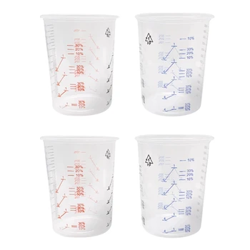50 пластмасови чашки за смесване на бои на Капацитет за смесване обем 600 мл за прецизно смесване на бои и течности (различни цветове)