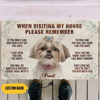 Моля, не забравяйте това Правило на Дома за кучета и котки, Потребителско Снимка, Потребителско Име, Мат врати С 3D Принтом, Подложка за вътрешна и Външна употреба, нескользящий