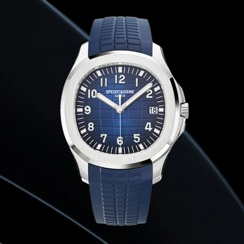 Модни нови постъпления 42 мм Луксозни мъжки механични часовници е от неръждаема стомана Автоматичен часовник с гумена каишка водоустойчив Lumminous