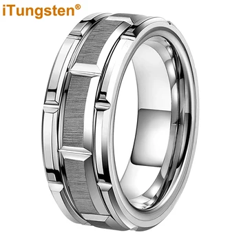 Годежен пръстен от волфрам 8 мм, за мъже и жени, годежен пръстен с лице на модел, без вътрешна гравиране, матово покритие, удобна кацане