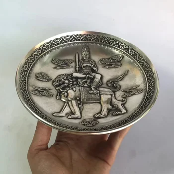 Китай, Тибет, Сребърна гравюра, подходяща чиния 