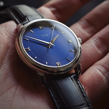 40 мм, мъжки бизнес кварцов ръчен часовник NIW, луксозни сапфирен кристал и неръждаема стомана водоустойчив часовник до 50 метра, класически стил