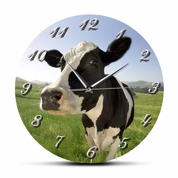 Регистрирай коровника за млечни крави Безшумни кварцов стенен часовник за фермерска къща Farm дойных крави Scereney Декоративен стенен часовник с западен пейзаж