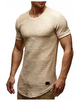 № 2 A1331, нови летни мъжки тениски, обикновена, приталенные, трендови, всекидневни, с къси ръкави, модни