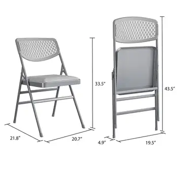 Търговска сгъваем стол XL с тъкан на лигавицата на премиум-клас, ANSI/BIFMA 300 паунда. Номинално тегло, с тройно на стена, сив, 4 опаковки Търговска сгъваем стол XL с тъкан на лигавицата на премиум-клас, ANSI/BIFMA 300 паунда. Номинално тегло, с тройно на стена, сив, 4 опаковки 1
