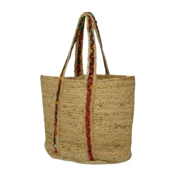Домашно съхраняване на Джутовая памучен реколта чанта през рамо шарени, чанта-тоут за съхранение на играчките