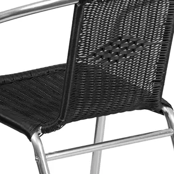 Търговска стол за ресторант от алуминий и черен ратан за помещения и на улицата Търговска стол за ресторант от алуминий и черен ратан за помещения и на улицата 5