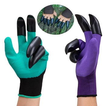 Градински ръкавици Дишащи непромокаеми ръкавици за копаене на земята, за засаждане в градината, устойчиви на укусам защитни латексови ръкавици с нокът