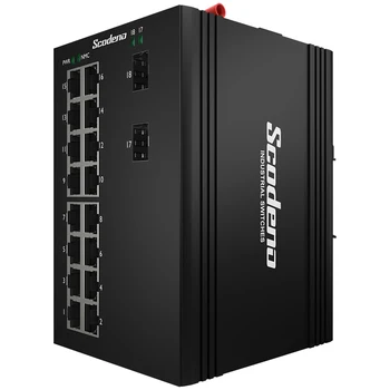 Индустриален 16-Портов комутатор 10/100/1000 Mbps с + 2-port Gigabit SFP с неуправляем DIN-релса стандарт IP40 IEEE802.3af/at Ethernet PoE Switc