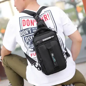 Многофункционална чанта през рамо, мъжки нагрудная чанта с USB зареждане, нагрудная чанта за кратки пътувания, водоустойчива чанта през рамо с голям капацитет Многофункционална чанта през рамо, мъжки нагрудная чанта с USB зареждане, нагрудная чанта за кратки пътувания, водоустойчива чанта през рамо с голям капацитет 1