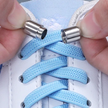 Метални кръгли ластични шнурове с метална ключалка, плоски модни безопасни връзки, без обвързване, подходящи за всички видове обувки, мързеливи ремък
