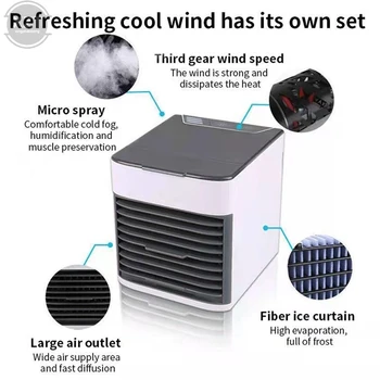 Мини-вентилатор за охлаждане на климатика е един Мултифункционален Usb домакински преносим климатик, овлажнител за въздух за дома, хол Мини-вентилатор за охлаждане на климатика е един Мултифункционален Usb домакински преносим климатик, овлажнител за въздух за дома, хол 4