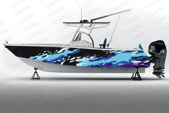 Векторна камуфляжная графична абстрактна стикер на лодката Опаковка Рибарска лодка Водоустойчив изработени по поръчка морска стикер на лодката vinyl обвивка за лодка