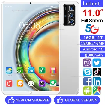 2023 Глобалната версия на Новия Таблет 11,0 см Deca Основната Android 12 Google Play 16 GB RAM + 1, Т ROM Две SIM карти 5G WiFi 8000 ма Таблет