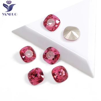 YANRUO 4470 Цвят на фуксия Висококачествени блестящи кристални камъни с Форма на диаманти възглавници Популярен планински кристал, 3D стъкло за дизайн на ноктите Скъпоценни камъни