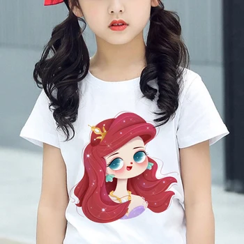 Детска тениска на принцеса Дисни, Ариел, Елза, Анна, дрехи с мультфильмами Kawai, тениска за момчета и момичета, модерни ежедневни блузи за малки деца