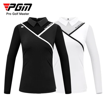 Нова дамски дрехи за голф от PGM, лятна тениска с дълги ръкави, дишаща верига от ледената коприна с еластична облегалка
