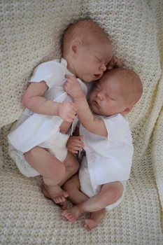 16-инчовата кукла-реборн по цялото тяло, близнаци, спящата новородено бебе кукла, 3D кожа, видими виена за детски подарък