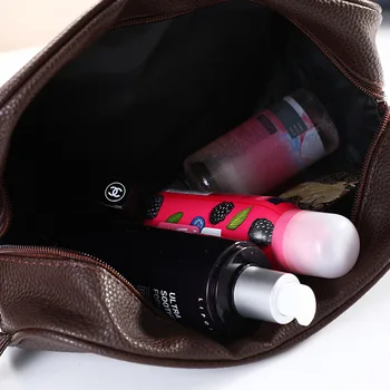 LAYRUSSI Мъжки пътна косметичка с цип, козметични чанти за грим, женски органайзер за козметика, чанта за багаж, чанта за тоалетни принадлежности от изкуствена кожа LAYRUSSI Мъжки пътна косметичка с цип, козметични чанти за грим, женски органайзер за козметика, чанта за багаж, чанта за тоалетни принадлежности от изкуствена кожа 3
