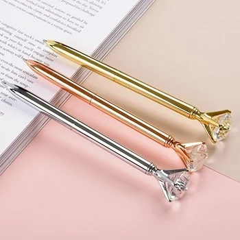 Голяма дръжка с диаманти, сладки химикалки със скъпоценни камъни, метална химикалка писалка с диаманти, на красив подарък дръжка, модерен ученически канцеларски материали