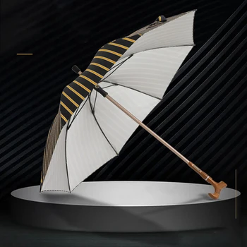Ретро мъжки ветрозащитный чадър с дълга дръжка, здрав висококачествен чадър за фотография, автоматична бастун, Сомбрилла, дъждобран