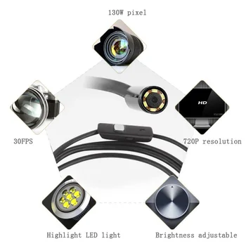 7-миллиметровая ендоскопска камера, гъвкава USB-мини-ендоскопска камера, IP67, водоустойчива, 6 светодиода, твърд кабел, ендоскопска камера за КОМПЮТЪР с Android 7-миллиметровая ендоскопска камера, гъвкава USB-мини-ендоскопска камера, IP67, водоустойчива, 6 светодиода, твърд кабел, ендоскопска камера за КОМПЮТЪР с Android 3