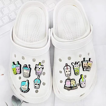 10 бр. сладки ключодържатели за обувки от серията Milk tea за сандали Croc, украса Унисекс обувки за деца
