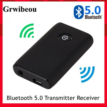 Grwibeou 2 в 1 Безжична Bluetooth 5,0 Предавател Приемник С Възможност за Зареждане За ТЕЛЕВИЗОР, КОМПЮТЪР Автомобилен Високоговорител 3.5 мм AUX Hi Fi Музикален Аудио Адаптер