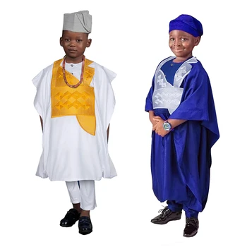 H & D, нова африканска традиционни дрехи за деца, бели блузи с дълги ръкави, дашики с бродерия, риза, панталон, детски комплект Рамадан