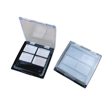 50 бр. контейнери за сенки за очи, празна пластмасова прозрачна черна заостренная на кутията, квадратна козметична опаковъчна кутия е 4 мрежи с алуминиеви поддонами